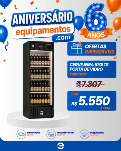 Cervejeira vertical porta vidro 570 litros Nova