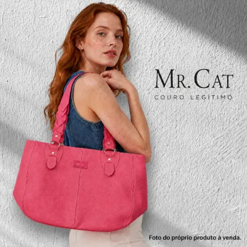 bolsa mr cat rosa em couro legítimo elegante e espaçosa bolsa nova em couro