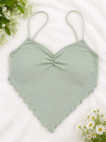 Blusa feminina com alça de espaguete, costas abertas e tela