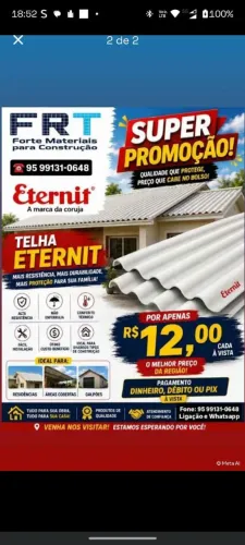 SUPER PROMOÇÃO DE TELHA VOGATEX 1,22X50 ETERNIT