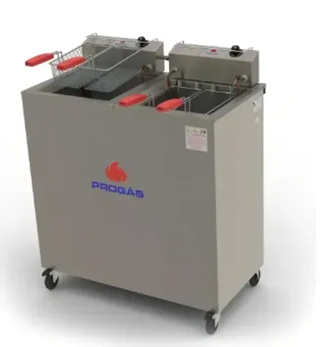 FRITADEIRA INDUSTRIAL ELETRICA PROGAS Pr-200 ACÕ INOX 2 CUBAS - 220V