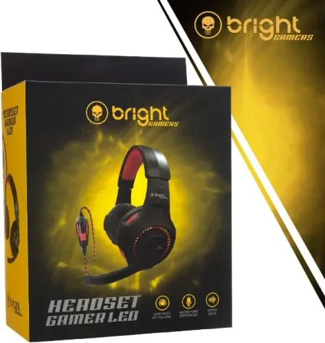 Headset Gamer Bright Com Led Vermelho 0468 Super Bass