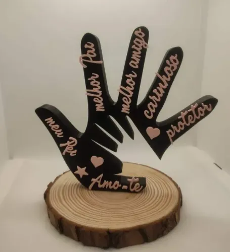 Escultura Dia dos Pais - Mão Pai & Mão Filho ou Mão Filha - 17 cm