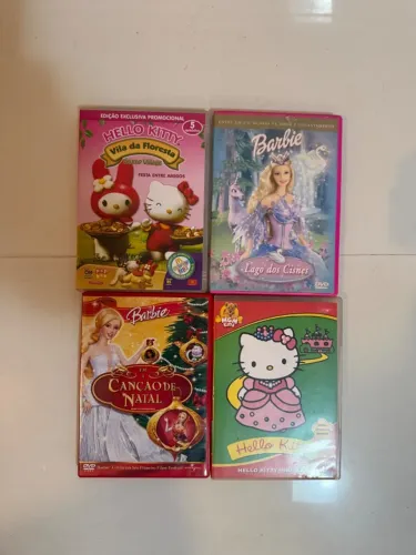 Coleção de 4 dvds Barbie e Hello Kitty