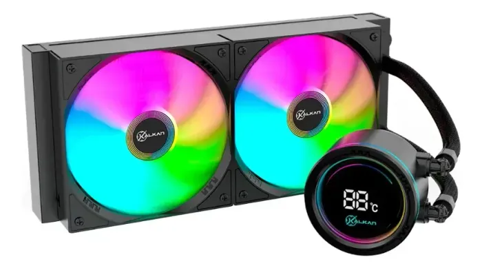 Water Cooler Kalkan Alpha 240mm ARGB Preto Com Display de Temperatura
