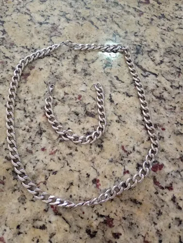 Corrente e Pulseira Grossa em Aço