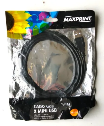 Cabo USB x Mini USB MaxPrint - 1,8 metro (Lacrado) - Sem Uso