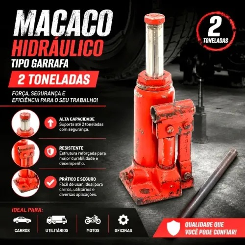 Macaco hidráulico tipo garrafa (2 toneladas)