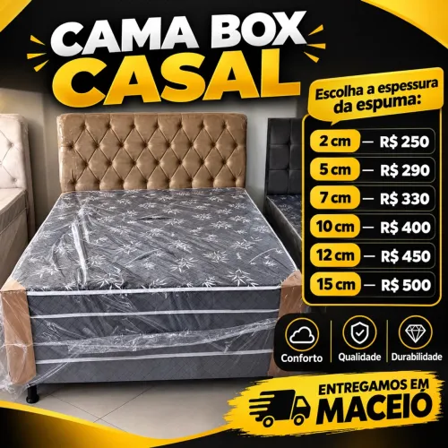 Cama Box Casal Premium | Espuma de 2 a 15 cm | A partir de R$ 250