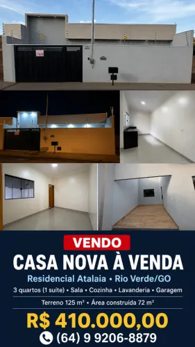 CASA NOVA - RIO VERDE-GO | ATALAIA