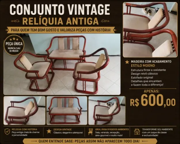 Conjunto de cadeiras vintage 