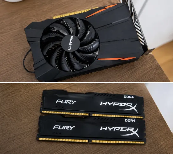 GTX 1050 2GB Gigabyte + 2x Memória HyperX Fury 8GB DDR4 2666MHz 