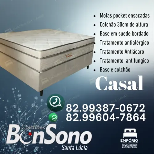 Cama casal bonsono molas pocket ensacadas Base e colchão pronta entrega 
