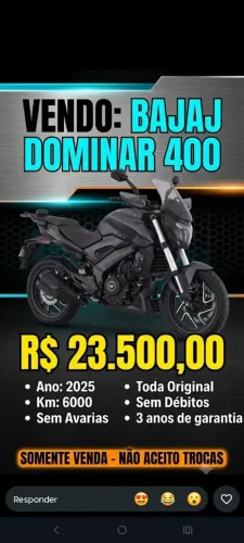 Bajaj Dominar 400- Na garantia