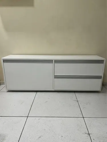Balcão Gaveteiro Baixo Branco 3 Gavetas (1,35m) - Ótimo Estado