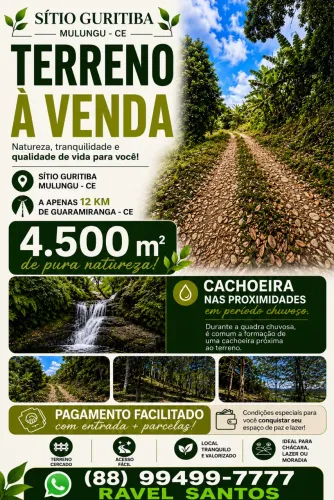 Terreno a venda - Sítio Guritiba, Mulungu-CE