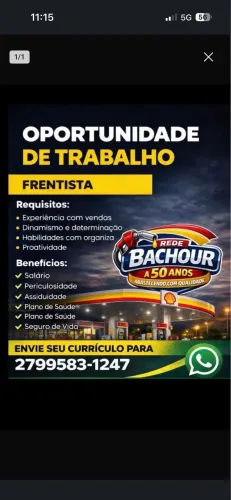Vaga para frentista 