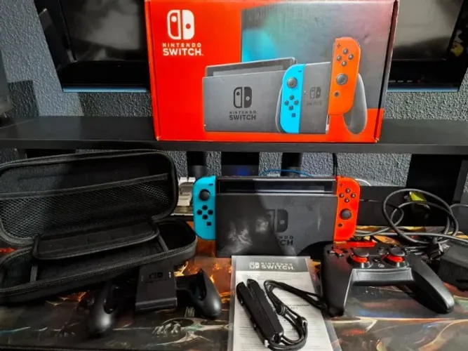 Nintendo switch V2 Completo na caixa + 128GB + Controle Sem Fio + Case | Valor Negociável