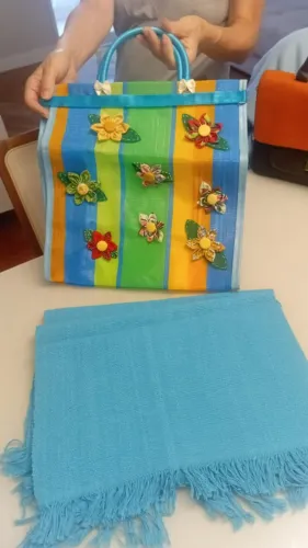 Kit Artesanal sacola + Jogo Americano (3 peças)