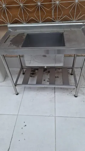 Pia Industrial Bancada de Aço Inox 1 Cuba com Prateleira Inferior