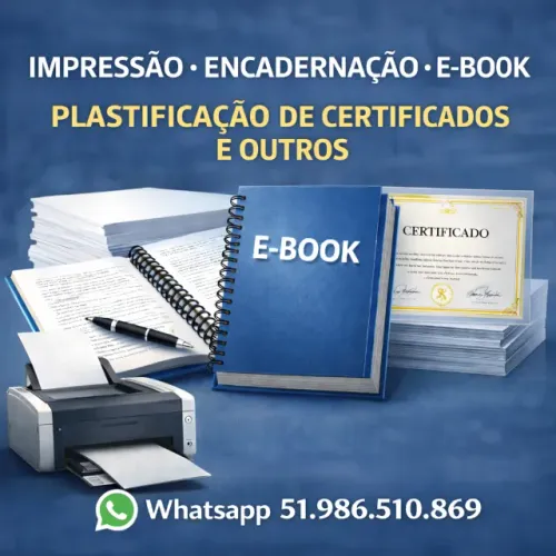 digitação - impressão - e-Book - encadernação - plastificação
