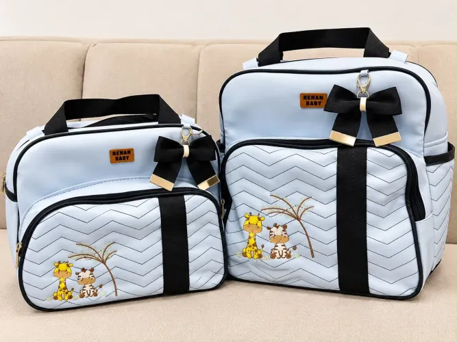 Kit bolsa maternidade azul- nunca usada.