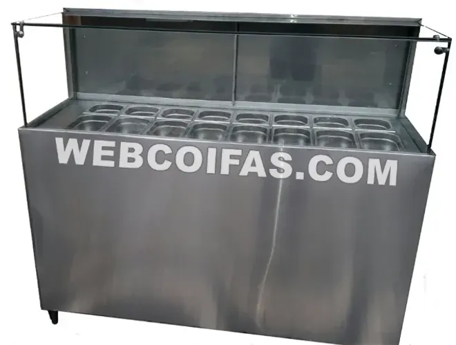 Vitrine Condimentadora refrigerada em aço inox, direto da fábrica, (Faça um orçamento)