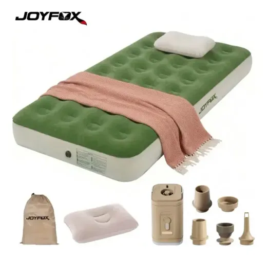 (62) Colchão Inflável Solteiro Joyfox Com Bomba Sem Fio Travesseiro Cama Extra Multiuso