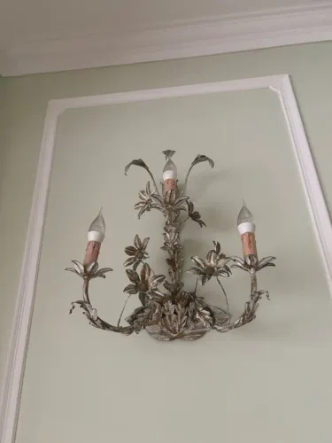 Lustre Pendente + Par de Arandelas Florais em Metal - Estilo ProvençaL