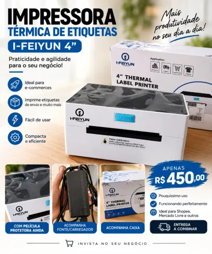 ? Impressora Térmica de Etiquetas I-FEIYUN 4? - Pouquíssimo Uso