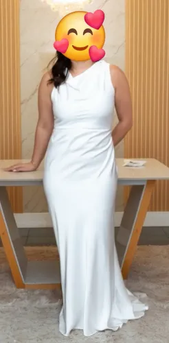 Vestido Noiva Casamento Diamante Branco de Cetim com elástico de Ajuste e Alargamento