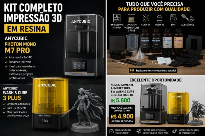 KIT COMPLETO IMPRESSÃO 3D EM RESINA - ANYCUBIC