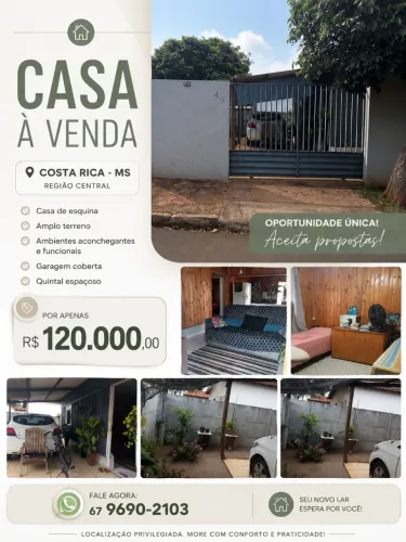 Casa a venda em Costa Rica MS aceita proposta
