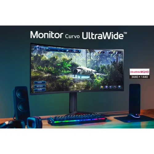 Para retirada de peças - Monitor Gamer Curvo LG UltraGear 34", 2K, UltraWide, 160Hz