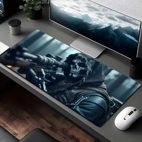 Mousepad Gamer Caveira Sniper Extra G Emborrachado Impermeável Antiderrapante com Precisão