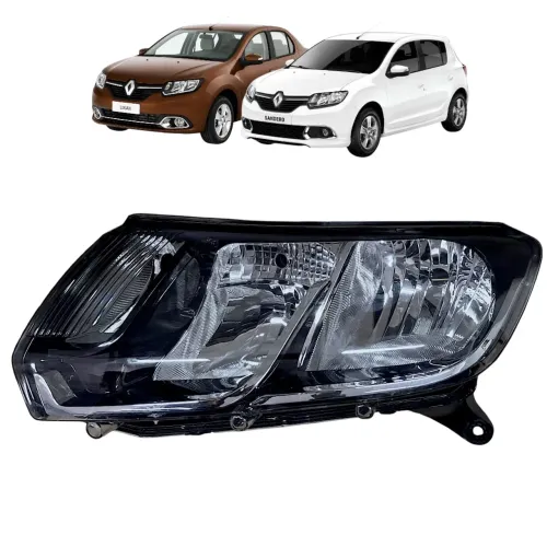 Farol Esquerdo Sandero Logan 2015 2016 a 2019 friso cromado
