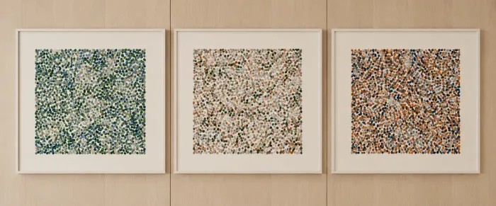 Trio quadro pontinhos pintados a mao
