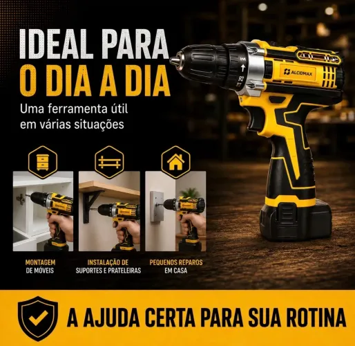 Parafusadeira Furadeira 12V com Impacto e 1 Baterias - Potente e Versátil