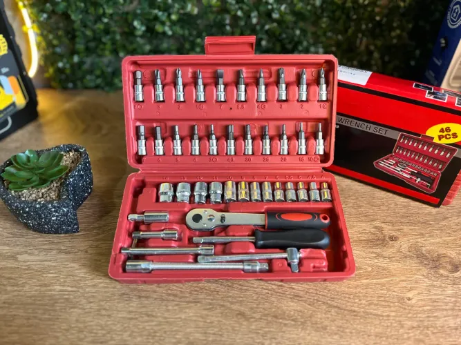 Entrego! Kit Chave Catraca 46 peças Estojo compacto