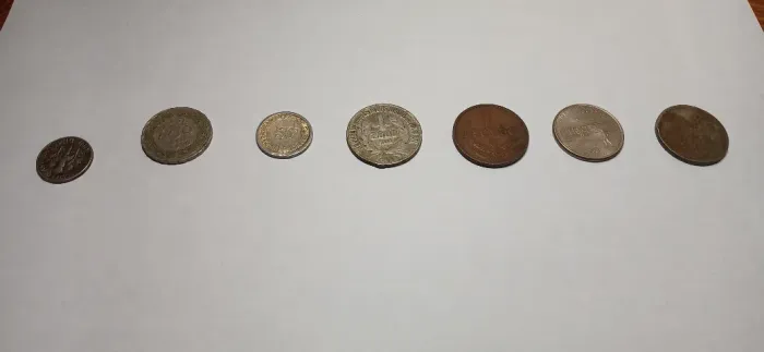 Lote 7 Moedas Antigas Brasil EUA França Portugal + Moeda de Prata