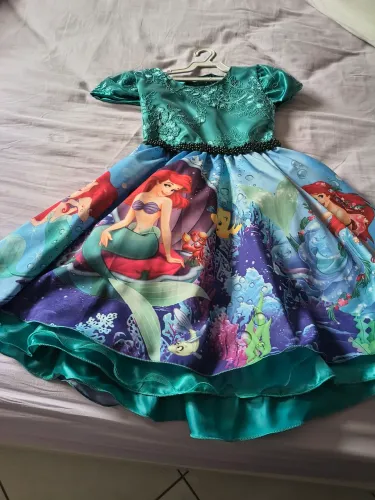 Vestido de criança infantil sereia verde