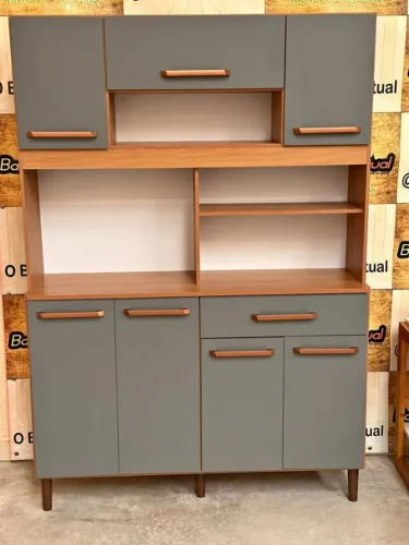 Armário de Cozinha Icaraí 100% MDF Tuboarte 7 Portas e 1 Gaveta - Entrega Imediata 