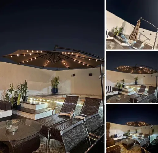 Ombrelone a Luz Solar que Gira 360