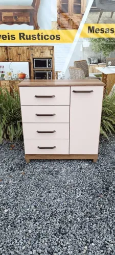 Cômoda /Sapateira , na cor Amendoa e Amendoa com branco off