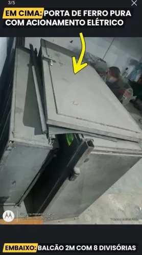 Balcão ferro 2m 8 divisórias + Porta de ferro com Acionamento elétrico e arco