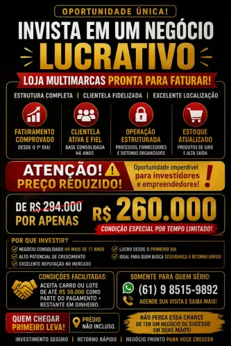 LOJA MULTIMARCAS À VENDA | PORTEIRA FECHADA | 17+ ANOS | R$ 260 MIL