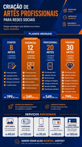 Artes profissionais para Instagram e Empresas com IA.