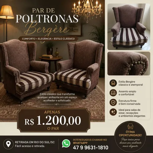 Par de Poltronas Bergère Clássicas