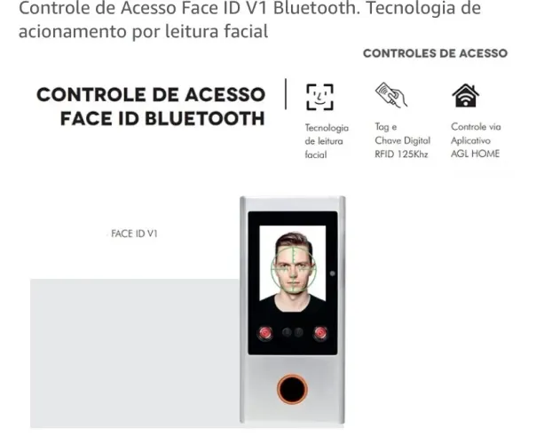 Controle de Acesso Face ID V1 Bluetooth. Tecnologia de acionamento por leitura facial