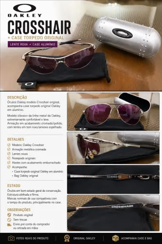 Óculos Oakley Crosshair Original + Case Torpedo Alumínio
